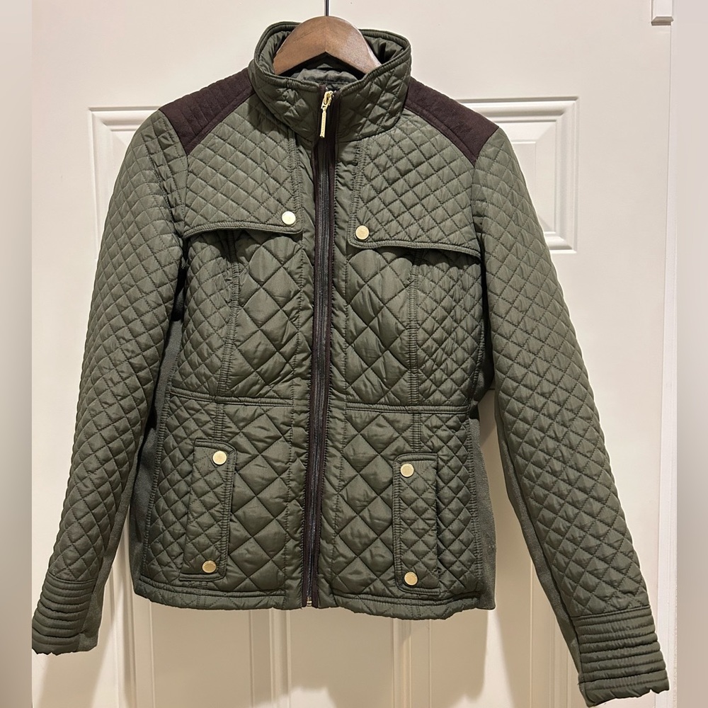 Weatherproof Quilted Jacket in Olive and Brown
